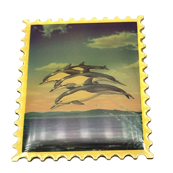 Vtg National Wildlife Federation Dolphin US Postage Metal Commemorative Stamp YK - Picture 3 of 5